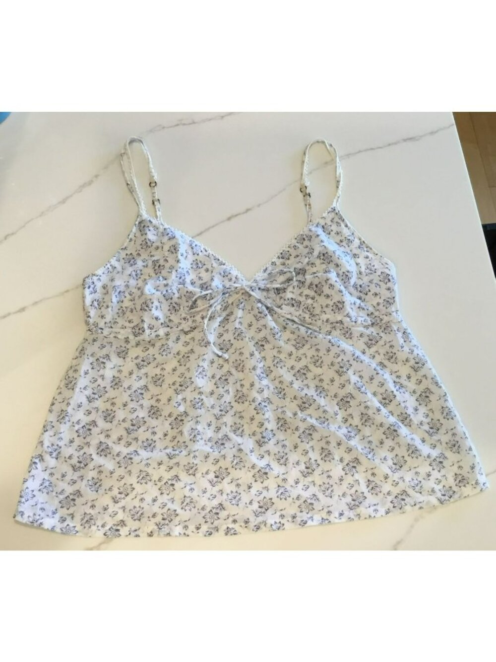Victorias Secret White Floral Cotton Camisole With Adjustable Straps